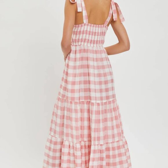 NWT Pink and White Gingham Maxi Dress - Picture 5 of 5